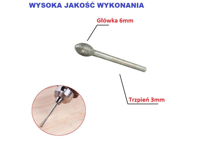 Frez Płomieniowy diamentowy, ściernica 6 mm