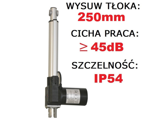 SIŁOWNIK ELEKTRYCZNY 24V SILNIK LINIOWY 250mm 6000N
