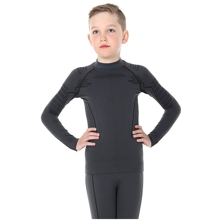 Bluza termoaktywna chłopięca Junior Brubeck Thermo LS13640 grafitowy