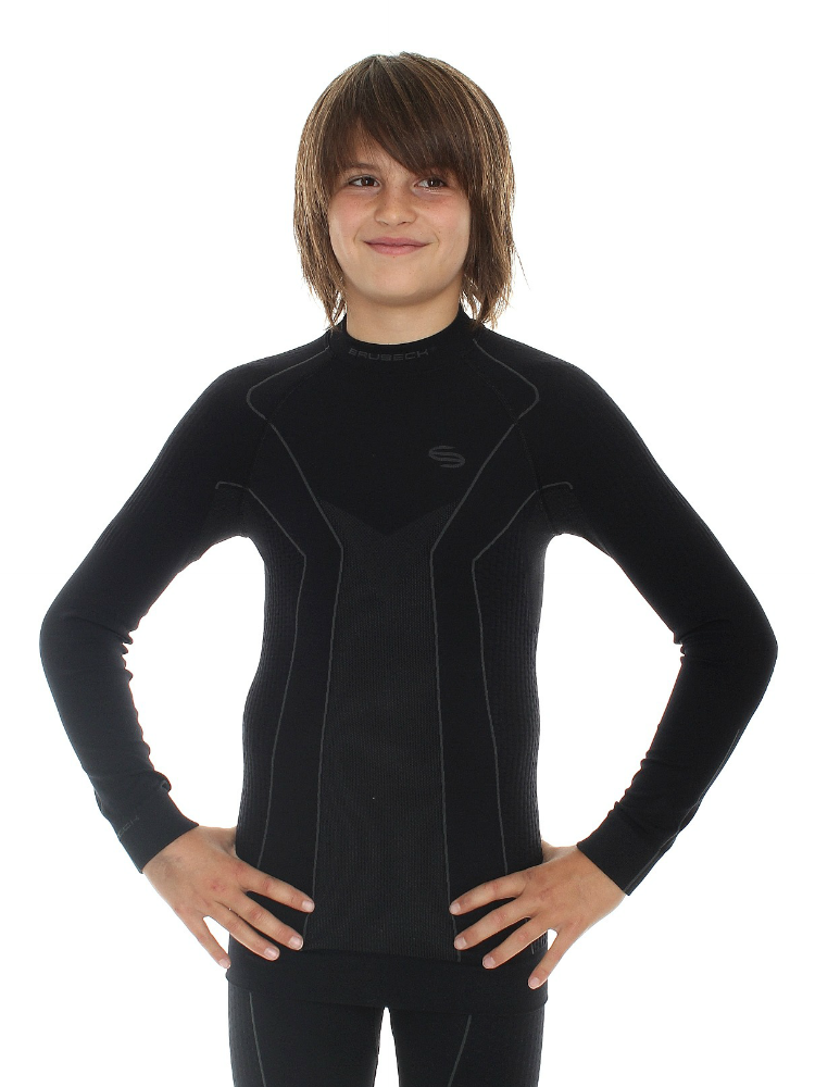 Bluza termoaktywna chłopięca Junior Brubeck Thermo LS13640 czarny