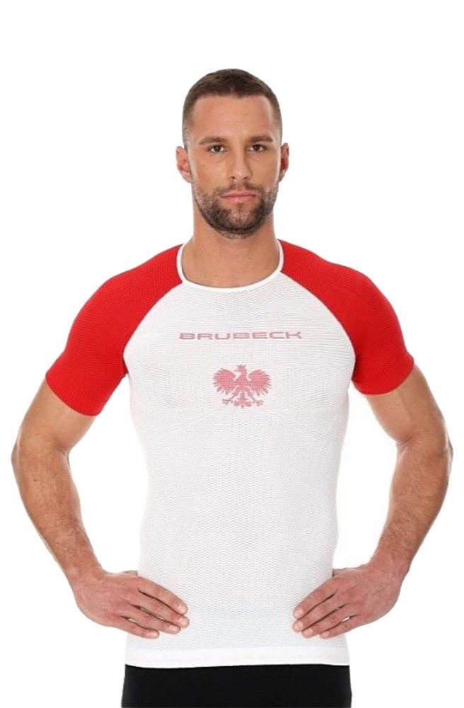 Koszulka termoaktywna męska Brubeck 3D Husar PRO SS12070 biało-czerwony