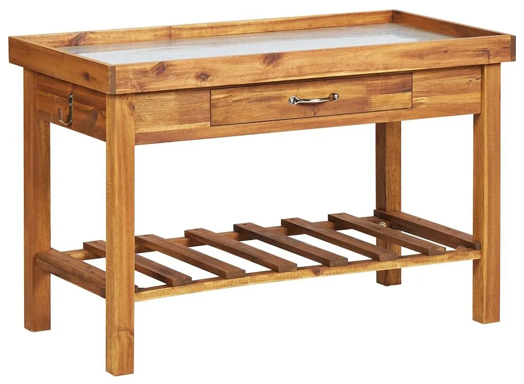 Brązowy drewniany stół ogrodniczy D8-E47