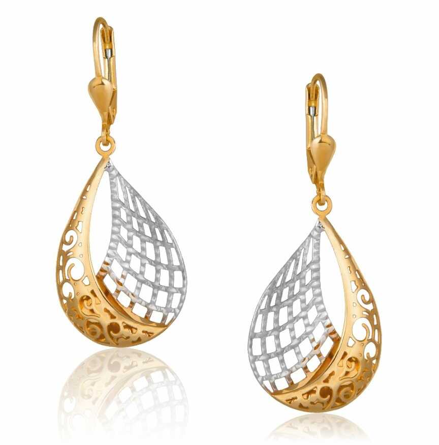 Złote Kolczyki 333 Ażurowe Boho Grawer