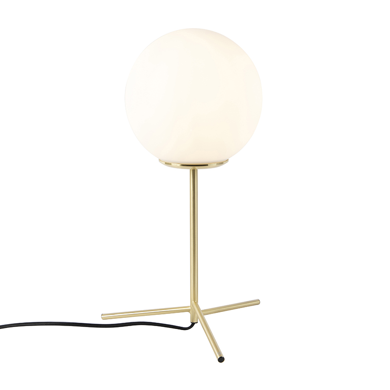 QAZQA Lampa stołowa art deco mosiądz mleczne szkło 45 5 cm - Pallon