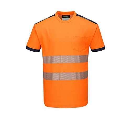 T-Shirt ostrzegawczy PW3 PORTWEST T181 - Pomarańcz/Granat