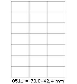 Samoprzylepne etykiety 70 x 42,4 mm, 21 etykiet, A4, 100 arkuszy