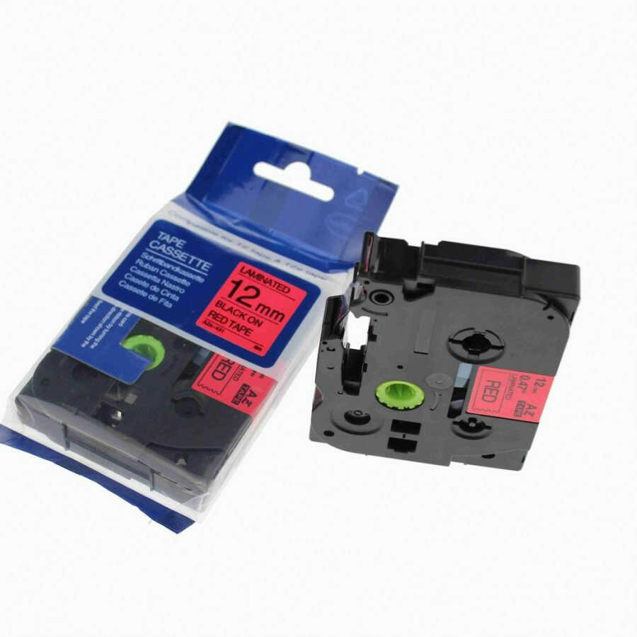 Taśma zamiennik Brother TZ-431 / TZe-431, 12mm x 8m, czarny druk / czerwony podkład