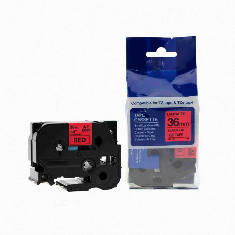 Taśma zamiennik Brother TZ-461 / TZe-461, 36mm x 8m, czarny druk / czerwony podkład