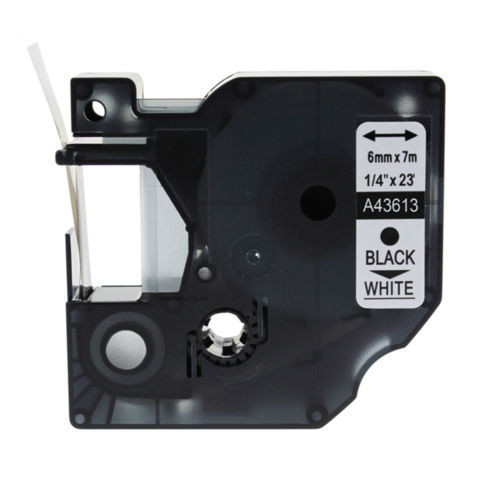 Taśma zamiennik Dymo 43613, S0720780, 6mm x 7m, czarny druk / biały podkład