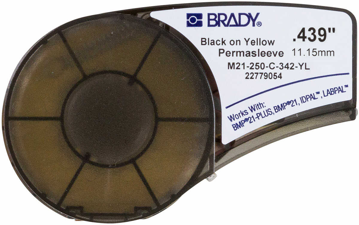 Brady M21-250-C-342-YL / 139752, PermaSleeve Heat-shrink Polyolefin Sleeve, 11.15 mm x 2.10 m