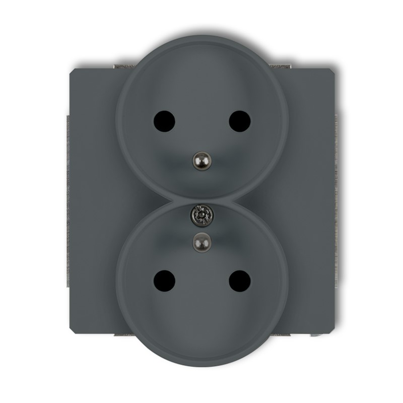 Karlik Gniazdo podwójne z uziemieniem DECO SOFT grafit 28DGPRSO-2z