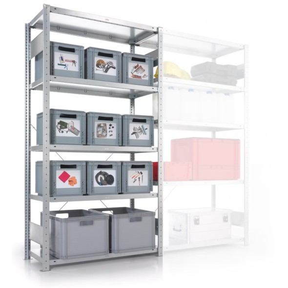 Regał półkowy CLIP, 330 kg, 2500x1000x600 mm, podstawowy