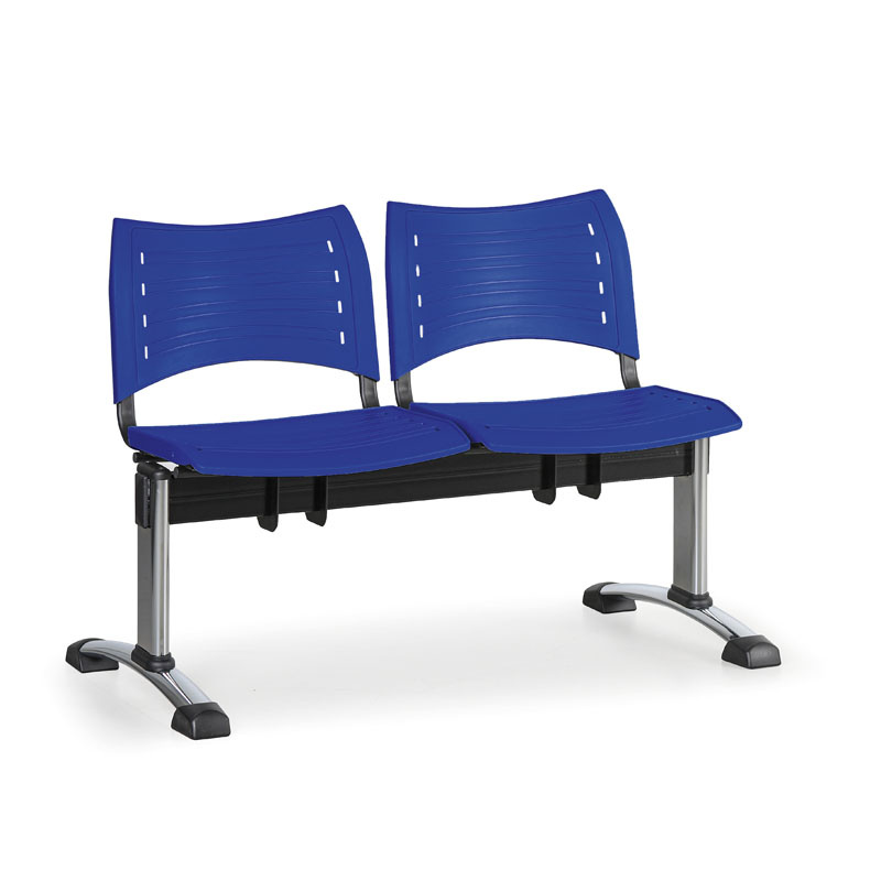 B2B Partner Plastikowe ławki VISIO, 2 siedzenia, chromowane nogi 150479