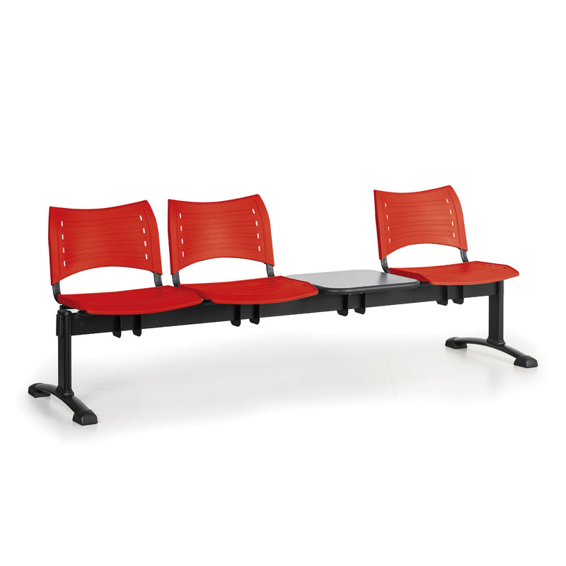 B2B Partner Plastikowe ławki VISIO, 3 siedzenia + stołek, czarne nogi 150488