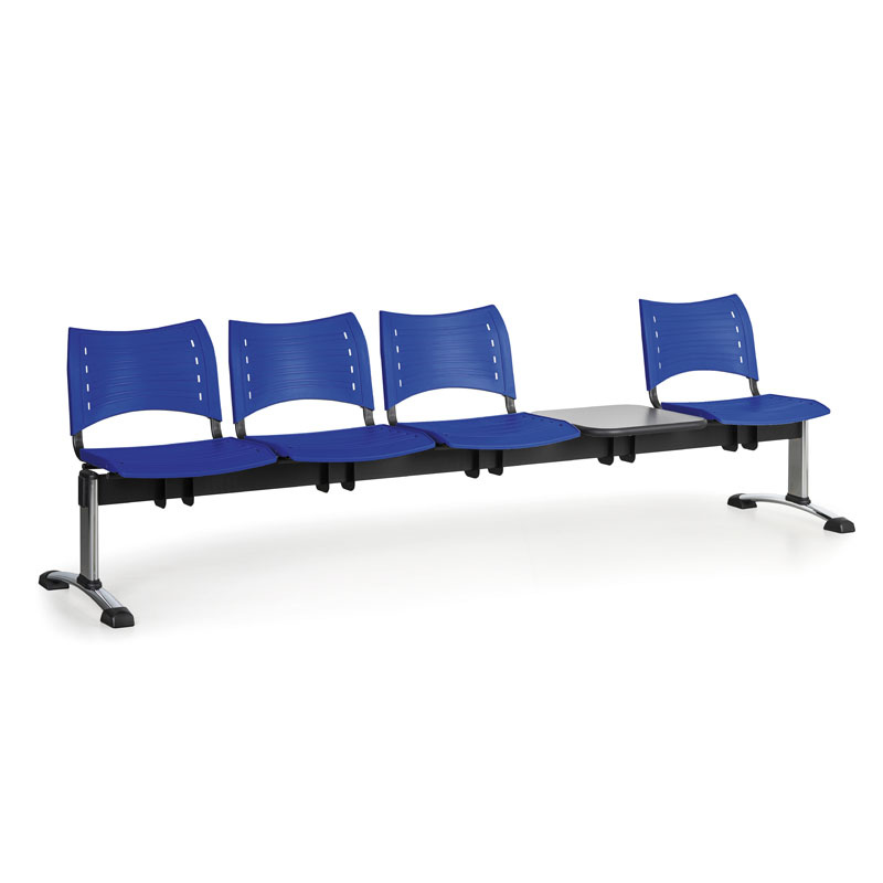 B2B Partner Plastikowe ławki VISIO, 4 siedzenia + stołek, chromowane nogi 150484