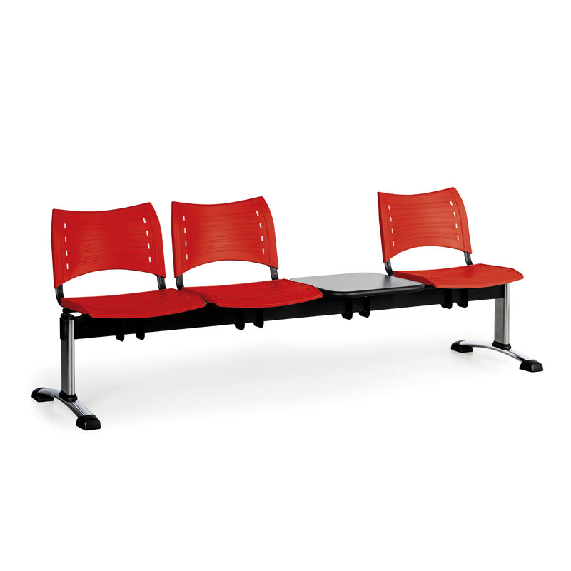 B2B Partner Plastikowe ławki VISIO, 3 siedzenia + stołek, chromowane nogi 150494