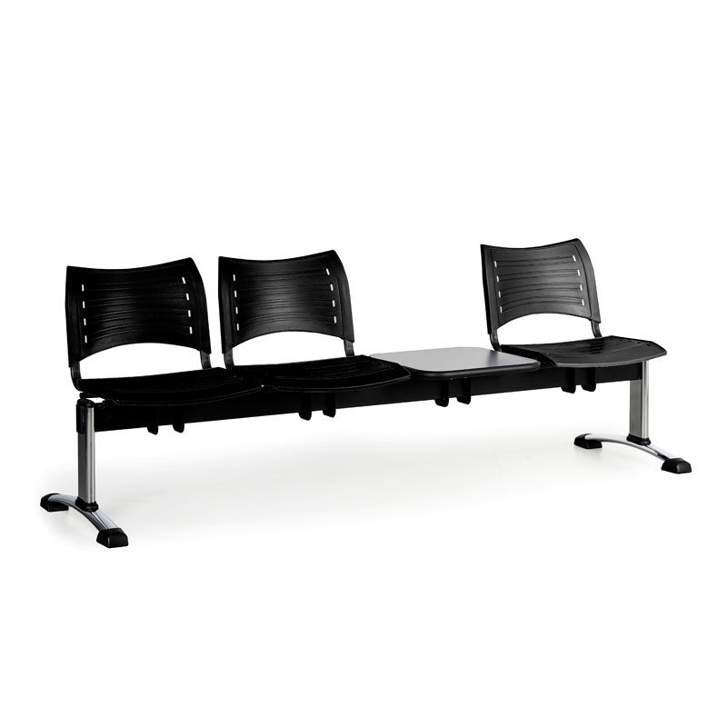 B2B Partner Plastikowe ławki VISIO, 3 siedzenia + stołek, chromowane nogi 150518