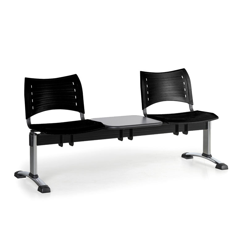 B2B Partner Plastikowe ławki VISIO, 2 siedzenia + stołek, chromowane nogi 150516