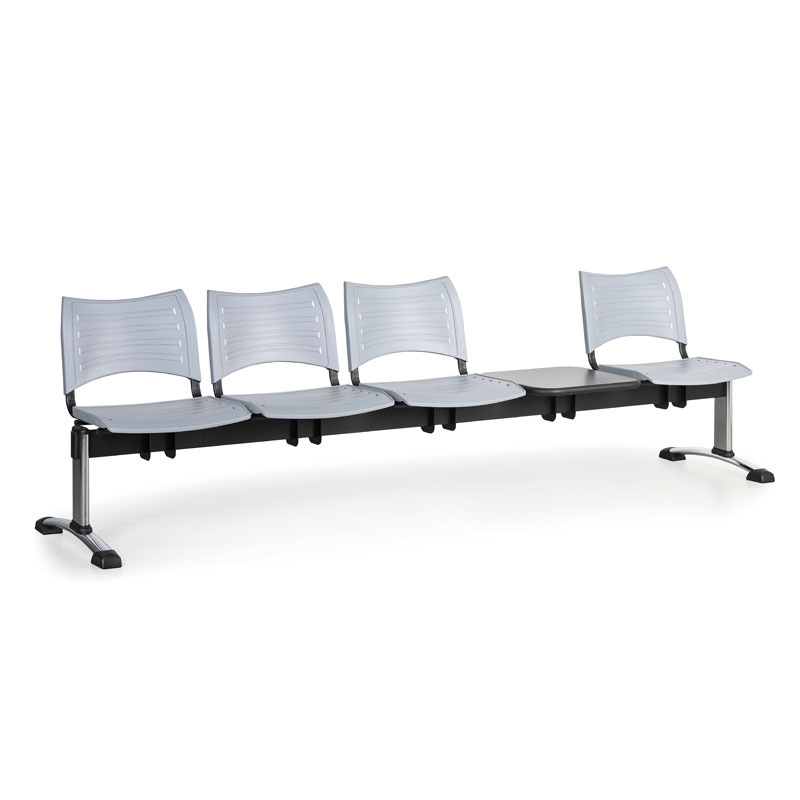 B2B Partner Plastikowe ławki VISIO, 4 siedzenia + stołek, chromowane nogi 150532