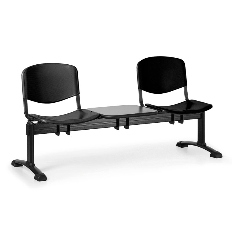 Euroseat Plastikowa ławka ISO, 2-siedziska + stolik, czarne nogi 300212