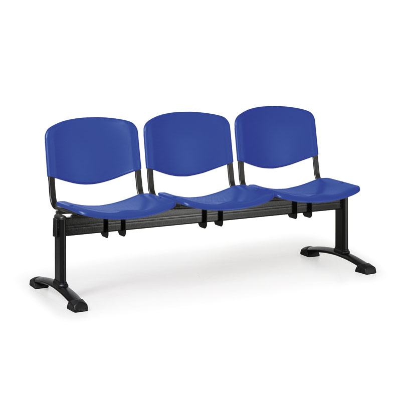 Euroseat Plastikowa ławka ISO, 3-siedziska, czarne nogi 300220
