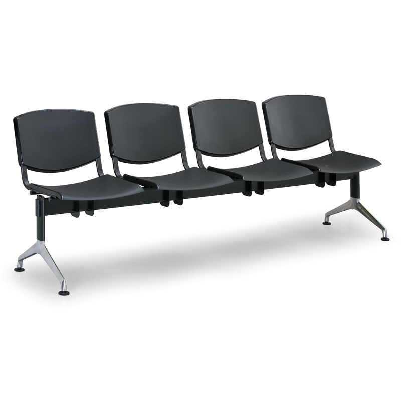 Euroseat Ławka do poczekalni plastikowa SMILE, 4-siedzenia, czarny 300355