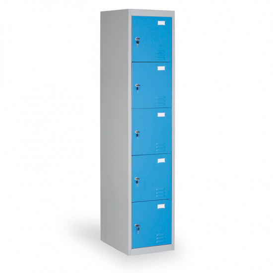B2B Partner Szafa ze schowkami, 5 szafki, drzwi niebieske IGO-021-5D grey/blue