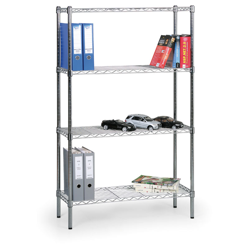 B2B Partner Regał chromowany z półkami z drutu, 1500x900x350 mm LD9035150A4