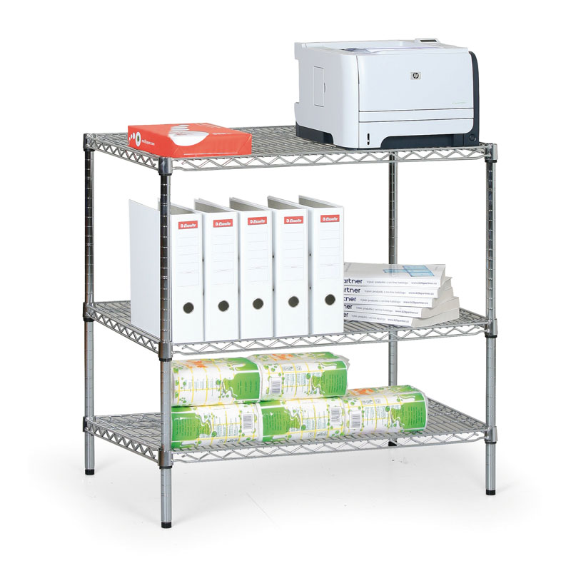 B2B Partner Regał chromowany z półkami z drutu, 900x900x450 mm LD904590A3