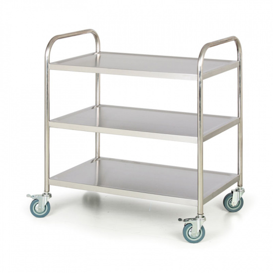 B2B Partner Nierdzewny wózek półkowy, 3 półki, 860x540 mm WT-A00503