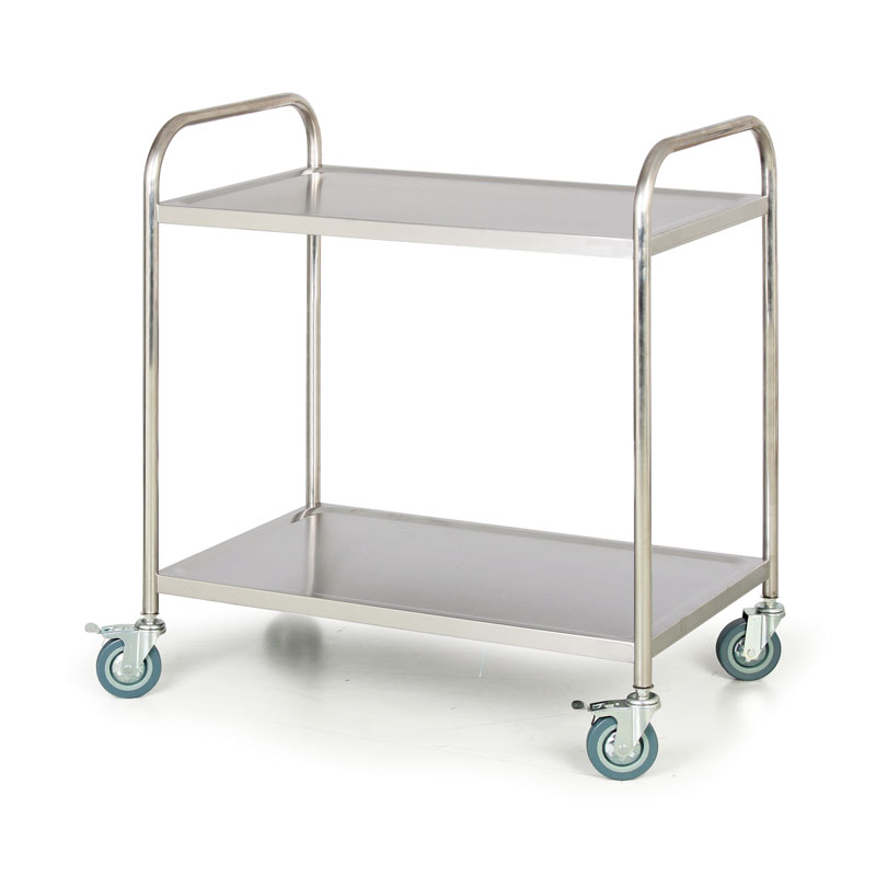 B2B Partner Nierdzewny wózek półkowy, 2 półki, 860x540 mm WT-A00403