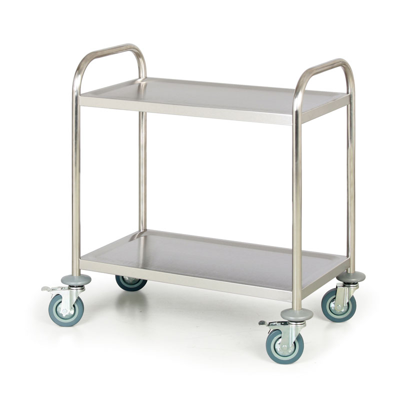 B2B Partner Nierdzewny wózek półkowy, 2 półki, 710x410 mm WT-A00401