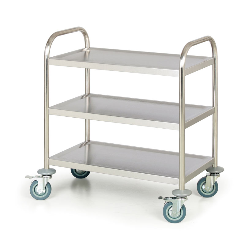 B2B Partner Nierdzewny wózek półkowy, 3 półki, 710x410 mm WT-A00501