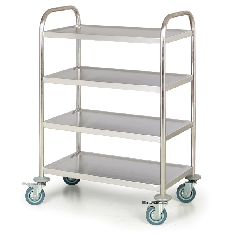 B2B Partner Nierdzewny wózek półkowy, 4 półki, 710x410 mm WT-A00601