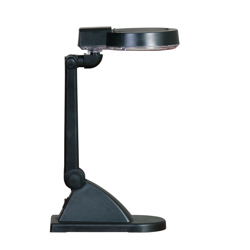Lampa stołowa z lupą powiększającą, czarna