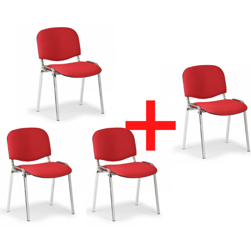 Antares Krzesło konferencyjne VIVA chrom 3+1 GRATIS, czerwone 280585