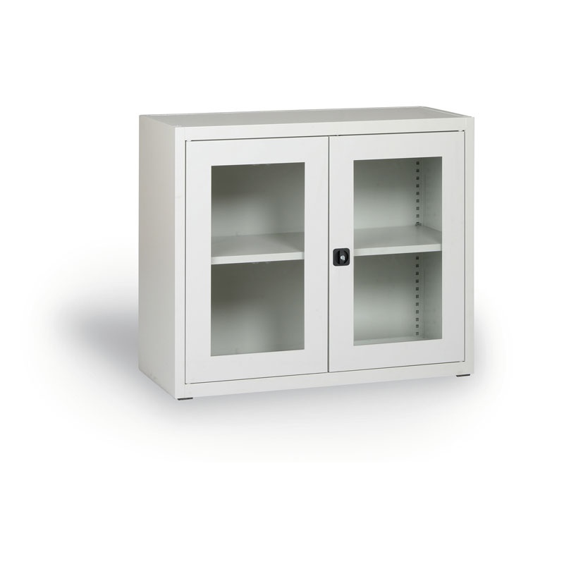 ALFA 3 Szafa ze szklanymi drzwiami, 800 x 920 x 400 mm, szara 126662