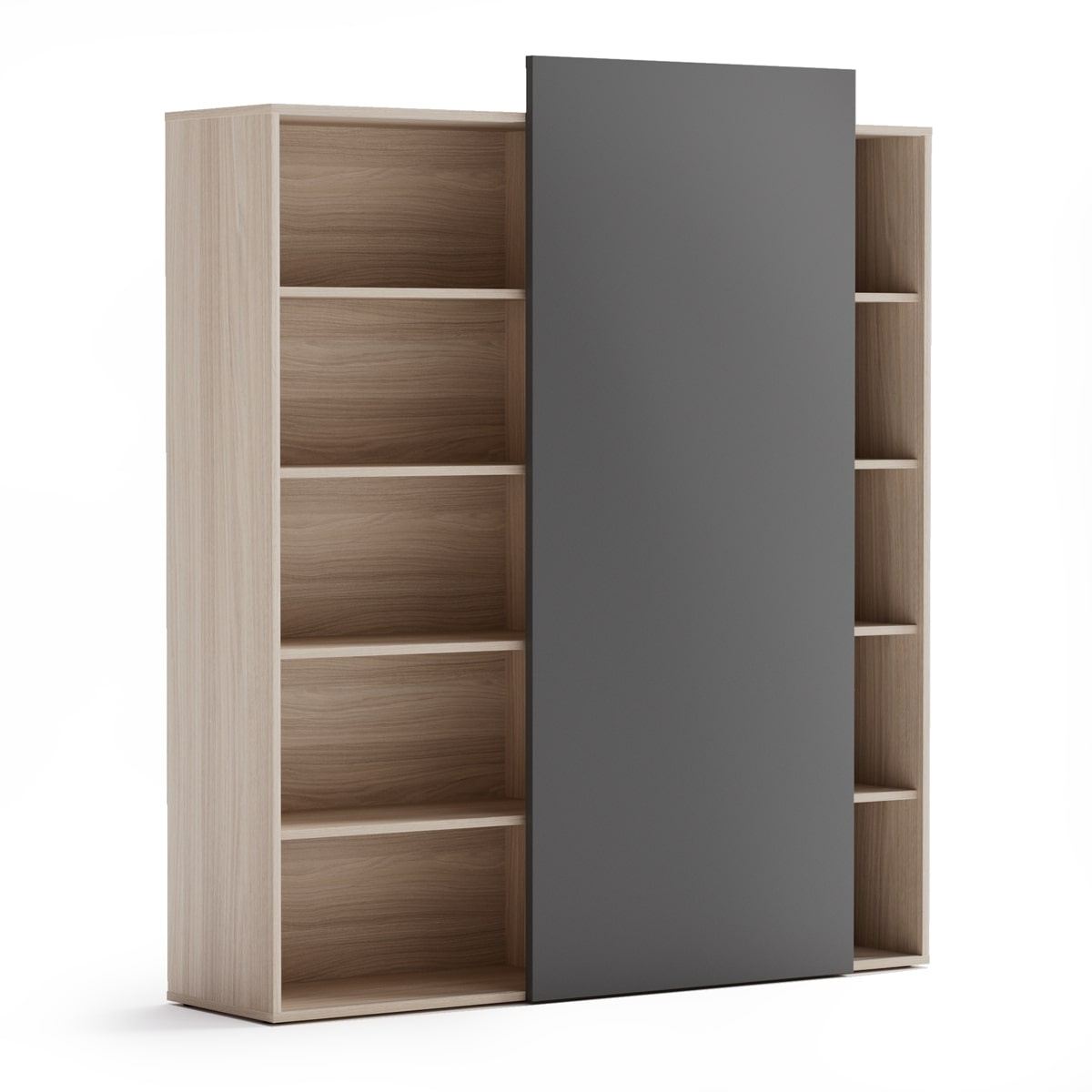 PLAN Szafa biurowa bez drzwi BLOCK Wood, grafitowa 611229