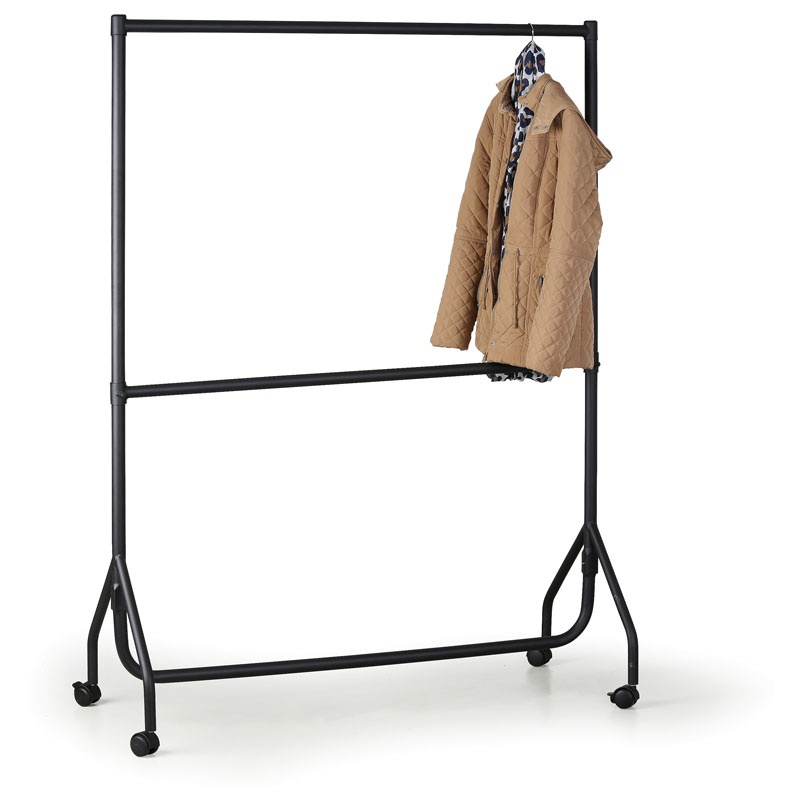 B2B Partner Mobilny wieszak metalowy, czarny MOD1220 two rails