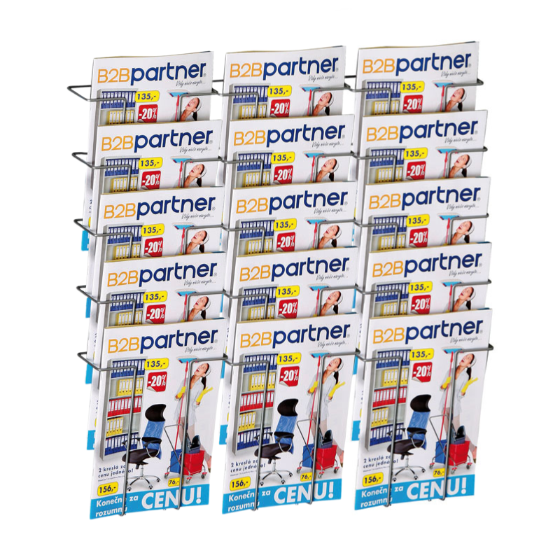 B2B Partner Druciany uchwyt ścienny na ulotki, 15xA4 5120-8