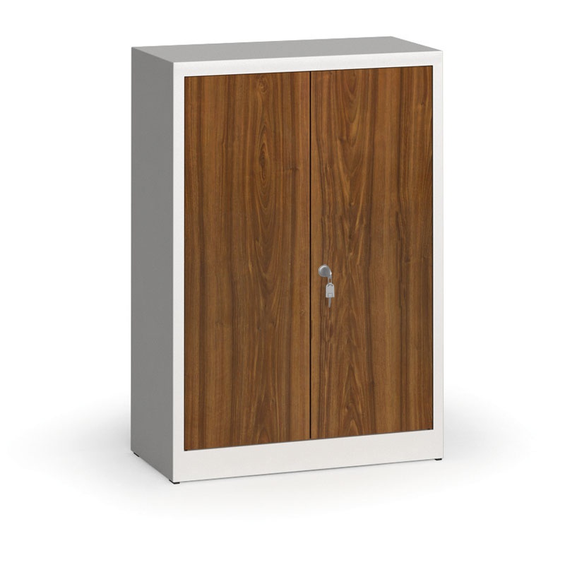 ALFA 3 Szafy spawane z laminowanymi drzwiami, 1150 x 800 x 400 mm, RAL 7035/orzech 1261160
