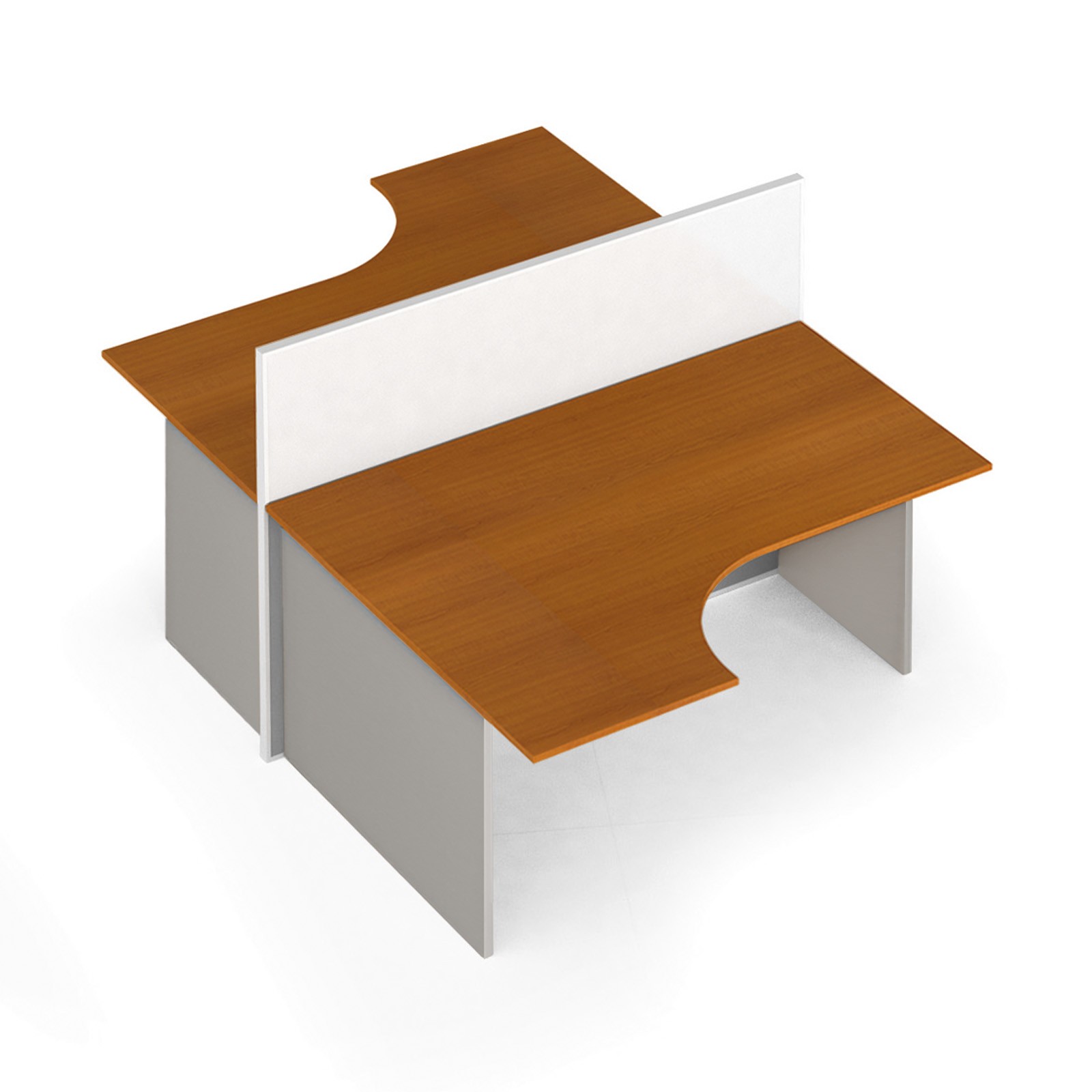 B2B Partner Zestaw parawanów biurowych ze stołem ergonomicznym, magnetyczny 2 miejsca, czereśnia 437231