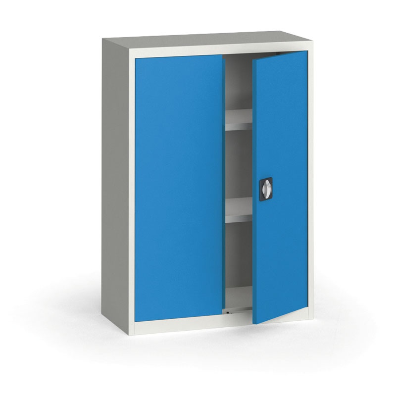 KOVONA Szafa metalowa, 1150 x 800 x 400 mm, 2 półki, szara/niebieska C37880.2.B5.24B2B