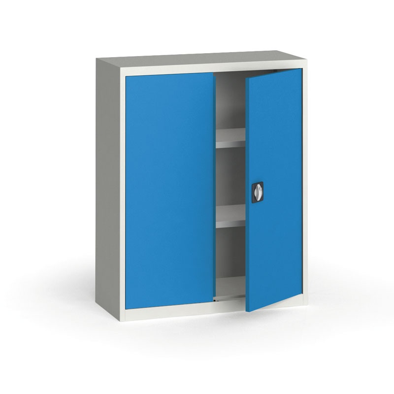 KOVONA Szafa metalowa, 1150 x 950 x 400 mm, 2 półki, szara/niebieska C39330.2.B5.24B2B