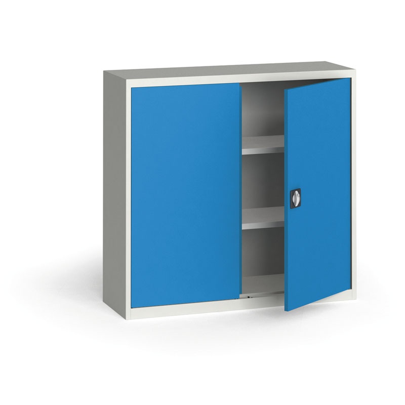 KOVONA Szafa metalowa, 1150 x 1200 x 400 mm, 2 półki, szara/niebieska C37020.2.B5.24B2B