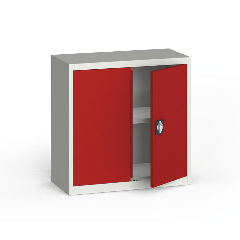 KOVONA Szafa metalowa, 800 x 800 x 400 mm, 1 półka, szara/czerwona C37870.2.75.24B2B