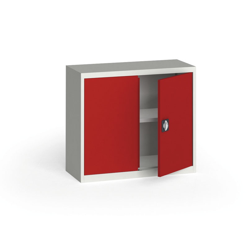 KOVONA Szafa metalowa, 800 x 950 x 400 mm, 1 półka, szara/czerwona C39230.2.75.24B2B