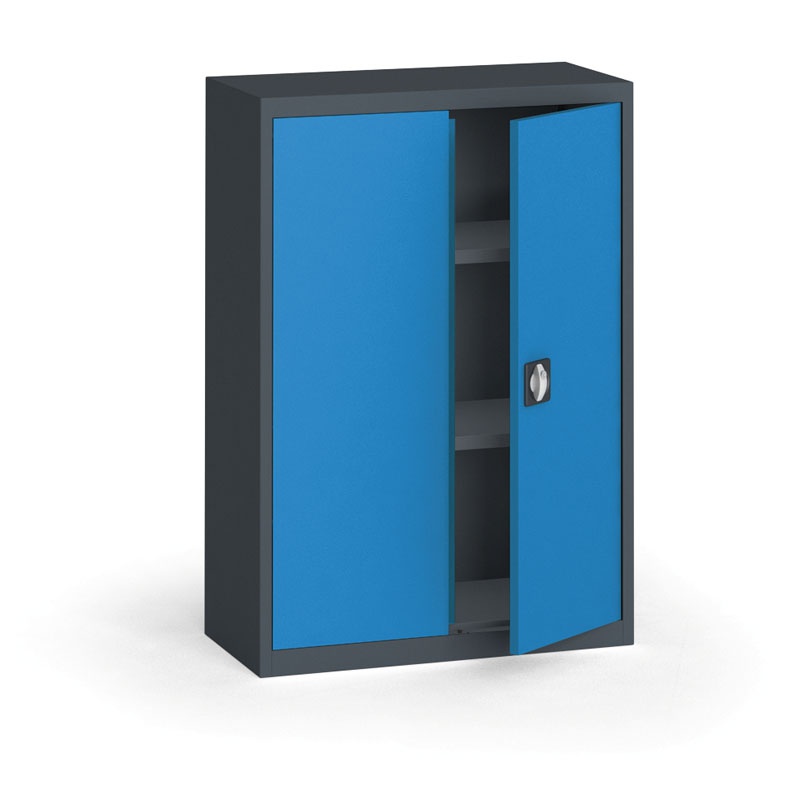 KOVONA Szafa metalowa, 1150 x 800 x 400 mm, 2 półki, antracyt/niebieska C37880.2.O3.24B2B