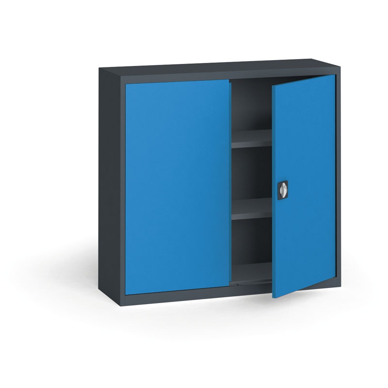 KOVONA Szafa metalowa, 1150 x 1200 x 400 mm, 2 półki, antracyt/niebieska C37020.2.O3.24B2B