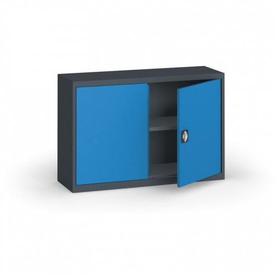 KOVONA Szafa metalowa, 800 x 1200 x 400 mm, 1 półki, antracyt/niebieska C37010.2.O3.24B2B